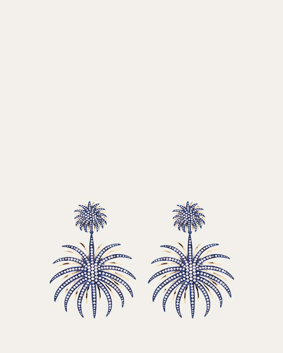 Blue Firework Drop Earrings with Diamonds